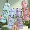 1PC Cute Silly Goose Farm Animal Pattern 750ml Color Plastic Sports Water Bottle Leakproof Flip Straw Lid Suitable for Sports Office Home Use