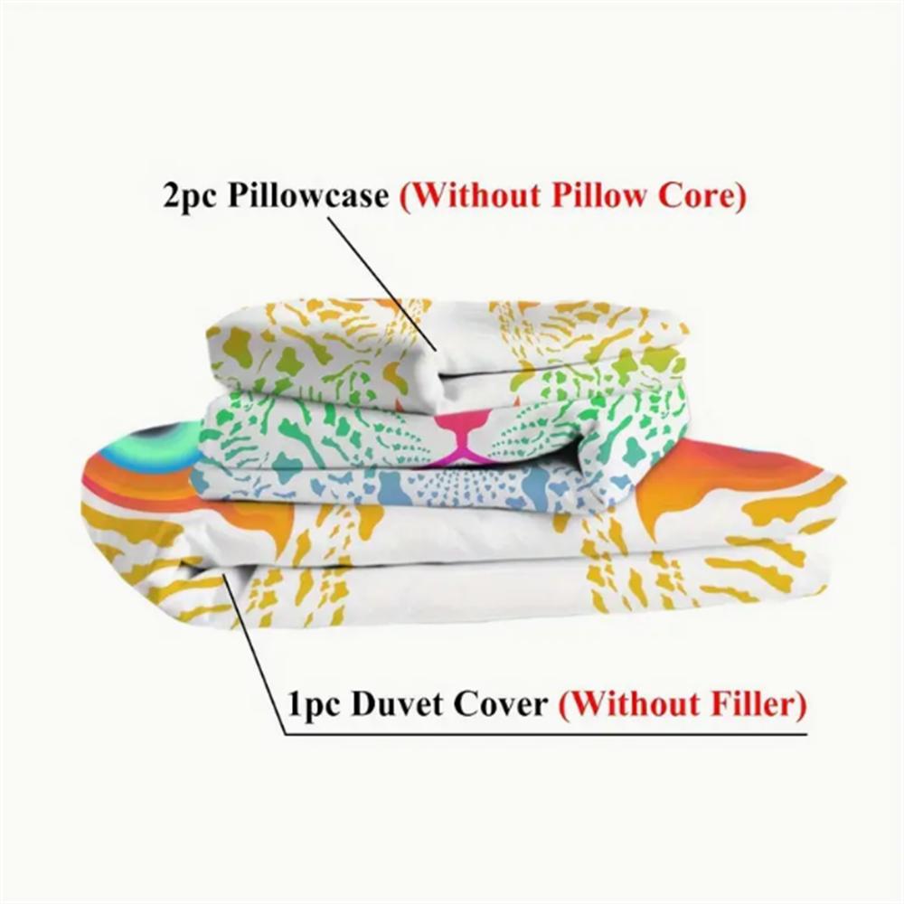 3 Pieces Colour Leopard Print Pattern Duvet Cover Polyester Twin Full King Szie Quilt Cover WIth 2 Pillowcase For Adults Home