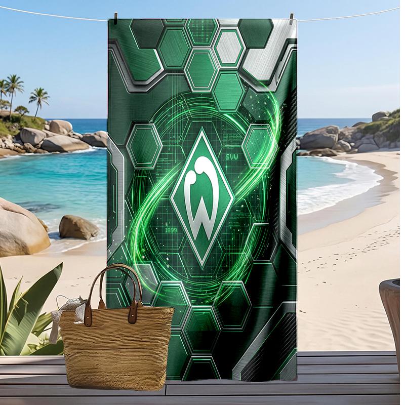 Asciugamano da Spiaggia con Stampa Calcio Werder Bremen, Asciugamano Grande Morbido ad Asciugatura Rapida per Spiaggia Campeggio Nuoto