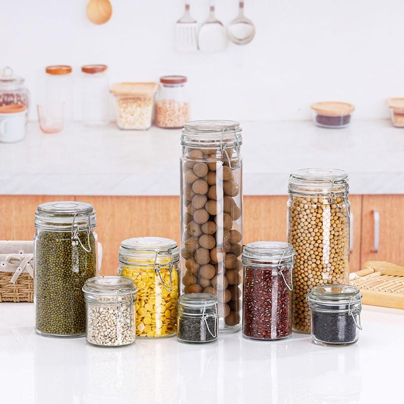 Glass Bottle Sealed Jar For Kitchen Food Pickle Fruit Canned Transparent Big Mouth Jam Bottle Storage Jar Household