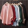 Double-layer Cotton Yarn Five-point Sleeve Shirt Women's Loose Casual Shirt