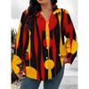 New Fashion Casual Large Size Women's Long-sleeved Printed Shirt, Digitally Printed Versatile Elegant Professional Dress