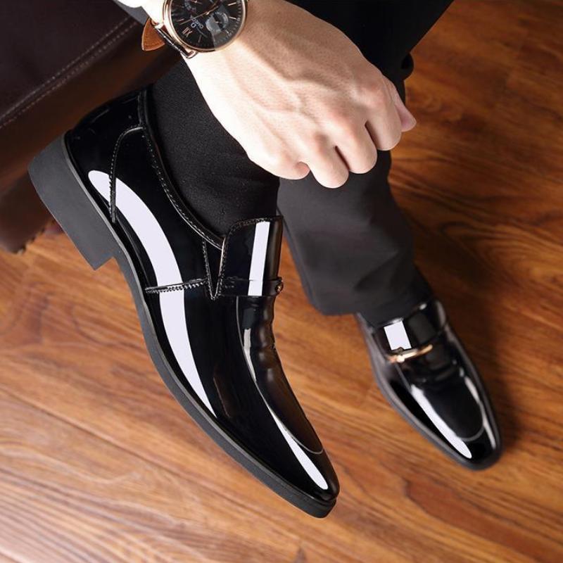 Pánské formální boty z lakované kůže, ležérní společenské boty pro podnikání, pánské boty s lesklým svrškem, jarní podzimní, levný výprodej, ne nový styl