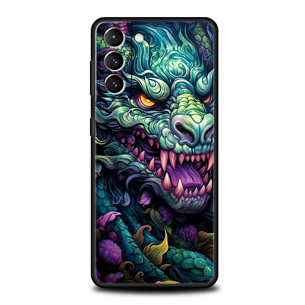 Cartoon Dragon Case for Samsung Galaxy S24 S23 S22 S20 S21 FE Ultra S24 S23 S10 S10E S9 S8 Plus 5G Silicone Phone Cover Capa Bag