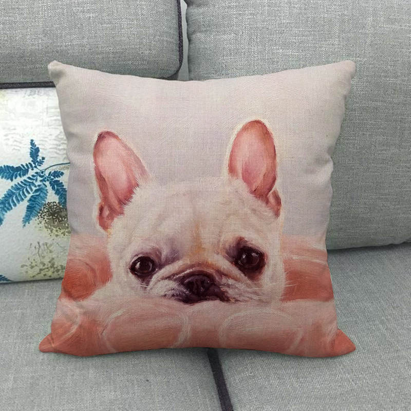 Oil Painting Of Animals - Pigs And Sheep Digital Printing Short Plush Pillow Covers For Car Sofa Office Cushion Cover Home Goods