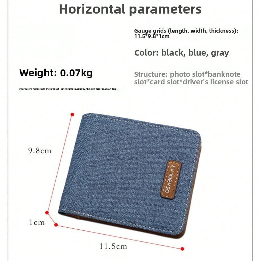Men's Short Wallet Student Japanese And Korean Version Casual Wallet Horizontal Ultra-Thin Simple Ticket Clip