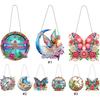 3pcs 2D/Flat DIY Special Shape Hanging Diamond Art Kits Rhinestone Diamond Art Window Pendants Wall Decor for Home & Windows