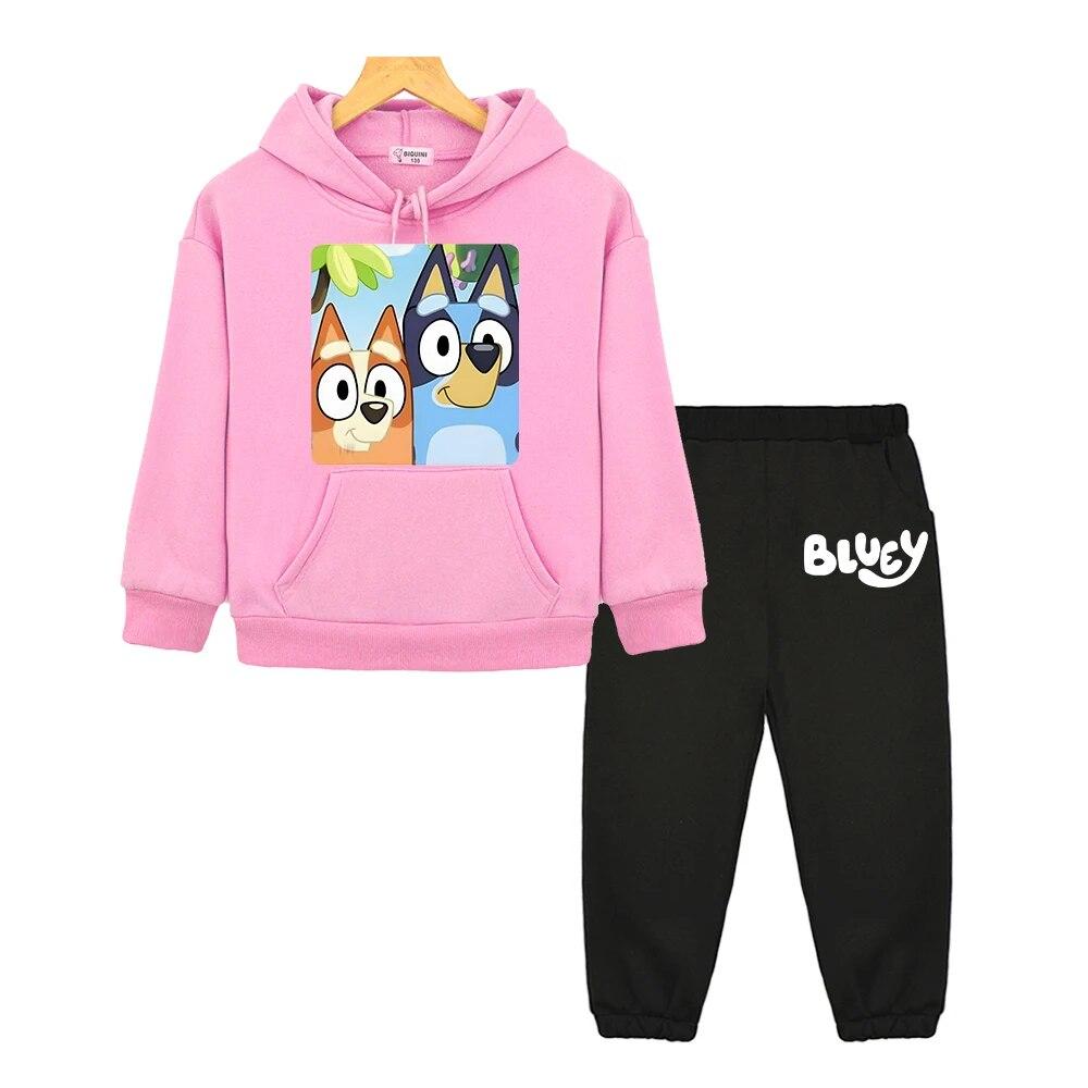

Толстовка з аніме Blueys Dog Флісовий світшот Kawaii Набори з капюшоном Хлопчик дівчинка Осінній одяг з довгими рукавами Пуловер Дитячий бутик одягу 130 рожевий