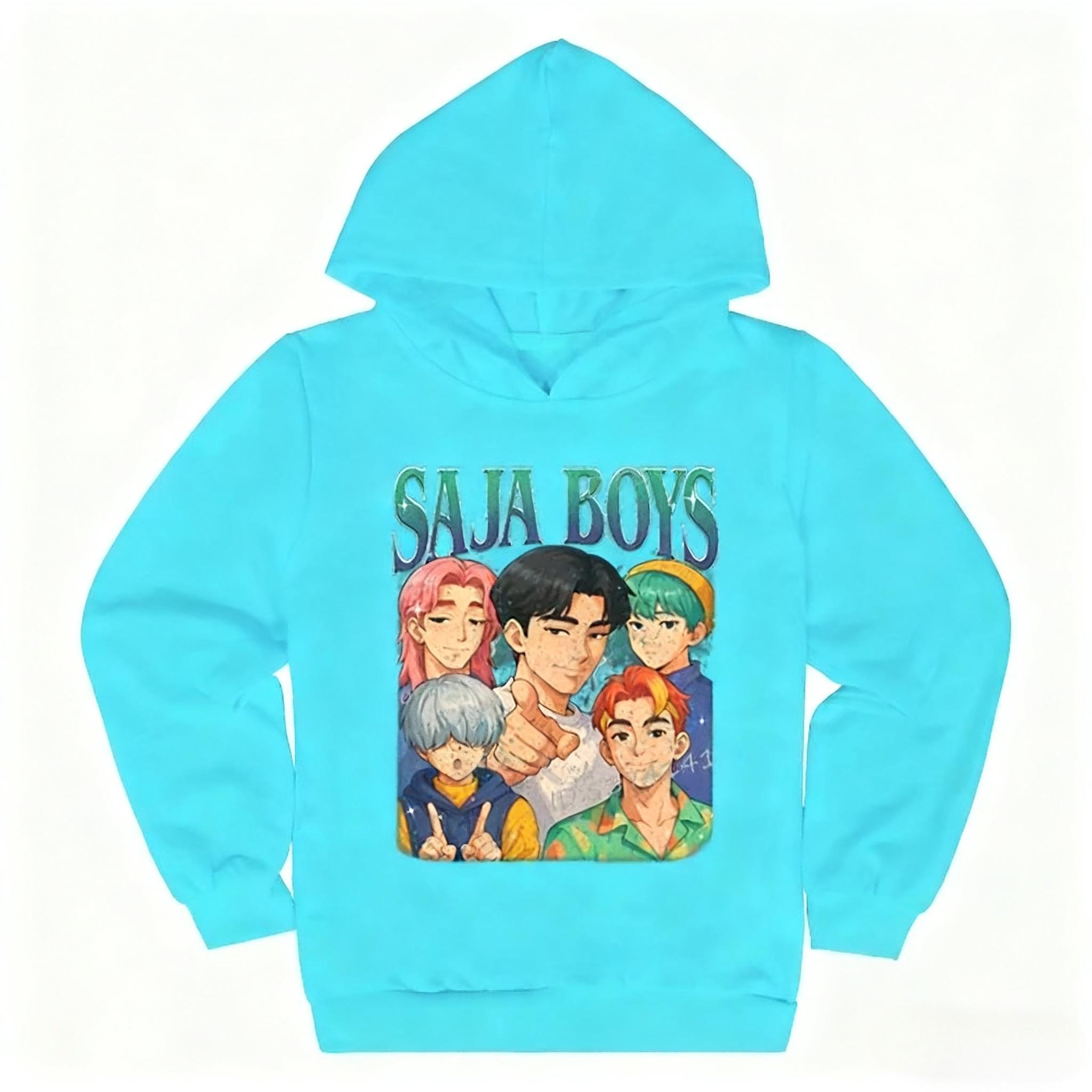 

KPop Мисливці на демонів Saja Boys Дитячий одяг Хараджуку Мода Вуличний одяг Толстовки Дівчинка Хлопчик Смішний Подарунок Одяг 130 небо синє кольору