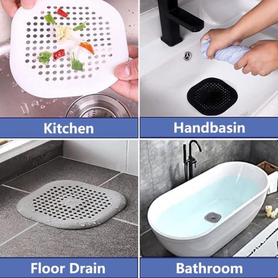 3/5/10Pcs Floor Drain Mat Easy Installation Effective Residue Filter Anti-clog Shower Drain Cover Leak-proof Drain Strainer