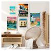 Travel Canvas Paintings Vintage Wall Kraft Posters Coated Stickers Home Decor Pictures Florida Miami Beach America