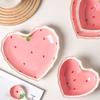 Multipurpose Strawberry Heart Ceramic Dinnerware Salad Bowl Plate Dish for Breakfast Lunch Dinner Dessert Serving