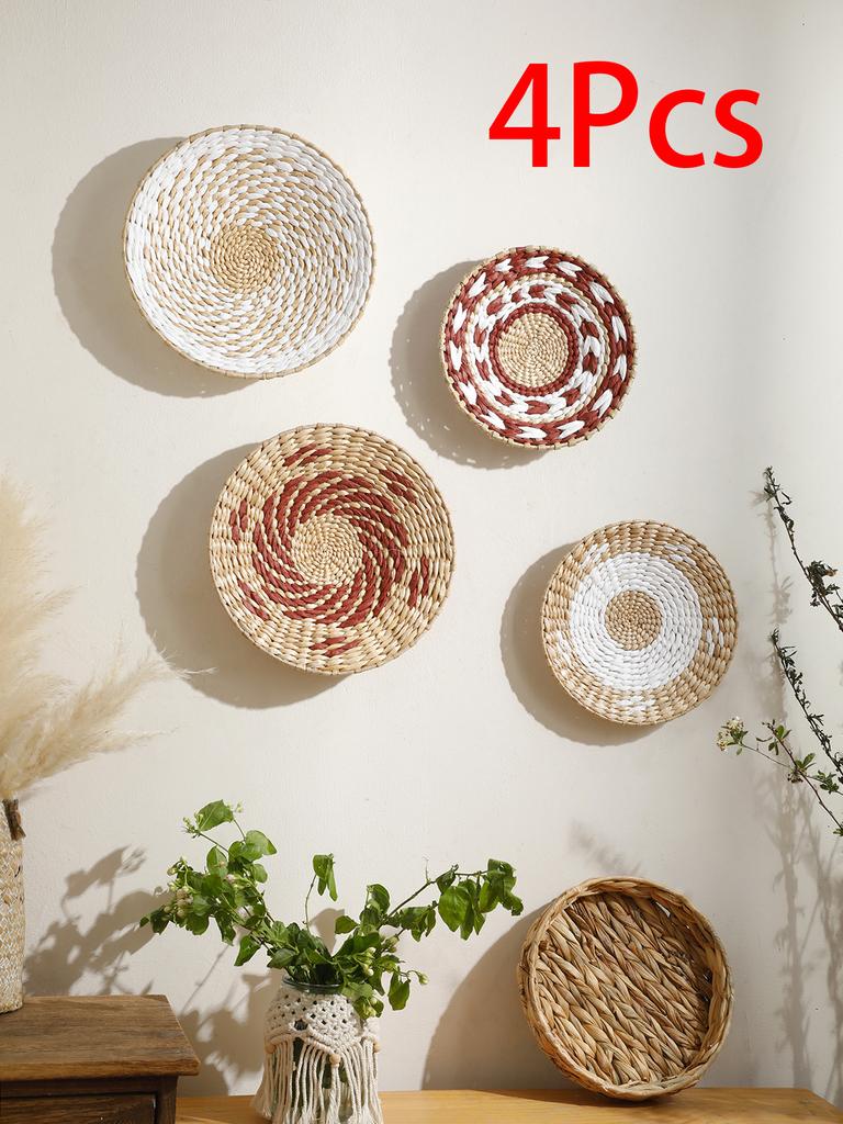 Seagrass Article Wall Basket Hanging Decor Handmade Boho Home Decoration Room Decors Aesthetic for Living Room Bedroom Ornament