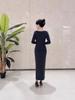 Velvet Warm Solid Color Elegant Slimming Socialite Dress