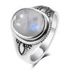 CopperJewelry 8x10MM Natural Rainbow Moonstone Gemstone Rings Luxury Jewelry Size 6-10