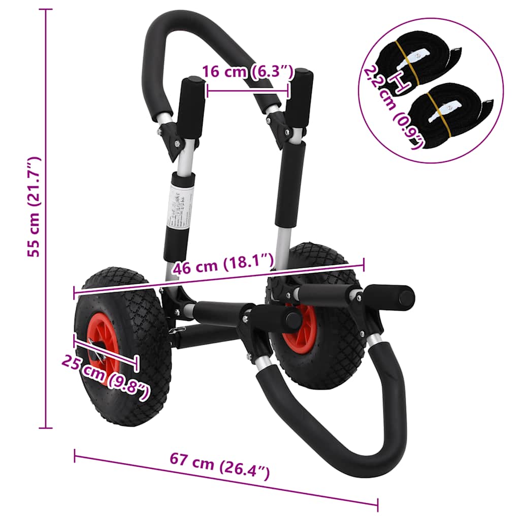 Carrello pieghevole per SUP per tavola da surf 45 kg Alluminio