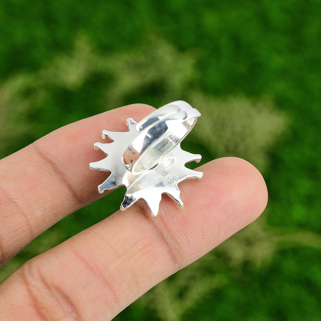 Birthday Gift For Her Natural Moonstone Promise Adjustable Ring 925 Silver