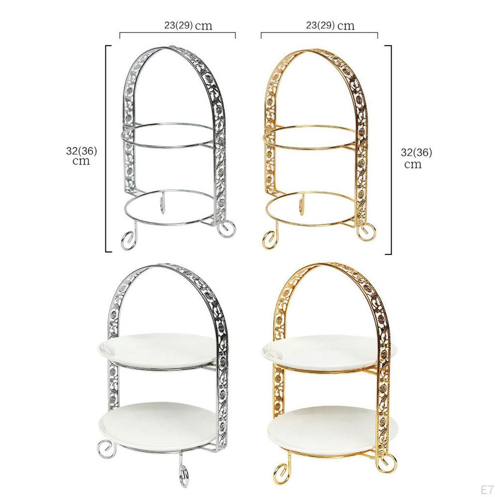 2 Tier , Iron 2-Tire Cupcake Platter,An Elegant Tray for Serving Sandwiches, Cake, Sliced Cheese and