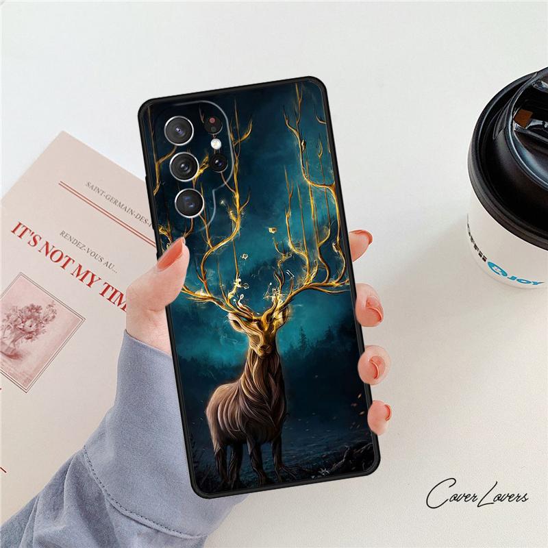 Animal Deer Art phone case For Samsung Galaxy S24 S25 S23 S22 Ultra Note 10 20 Plus S20 S21 FE Cover