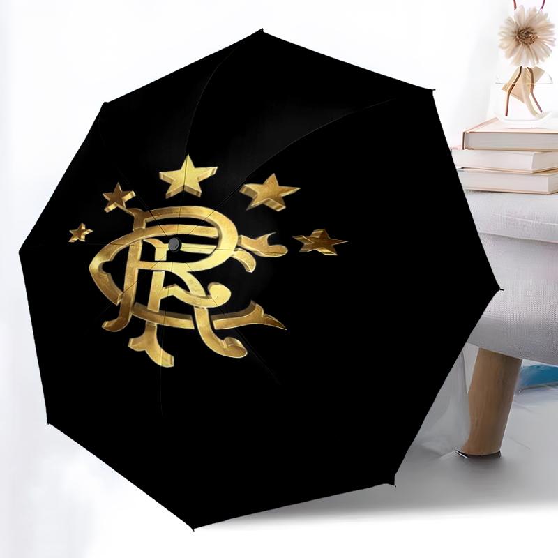 1pc Sturdy 8-Bone Auto Umbrella, Rangers FC Umbrella, Digital Printed, Foldable Umbrella for On-the-Go Outdoor Use