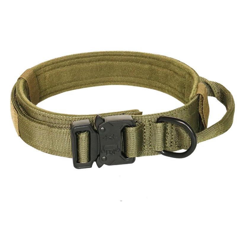 Taktisches reflektierendes Lederhalsband für Hunde im amerikanischen Stil für mittlere und große Hunde – Bissfestes und würgefestes Design