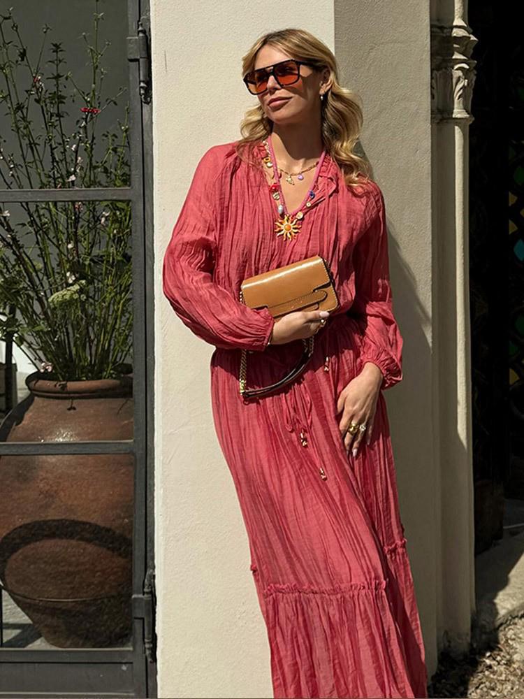 ZA Women's 2025 Spring European & American Style Crinkle Ruffle Stand Collar Short Top and Midi Skirt Set