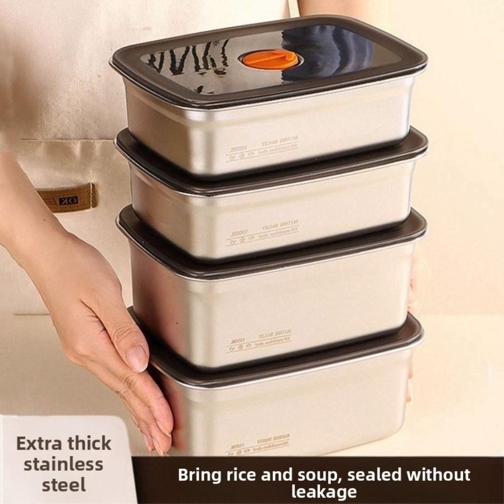 Stainless Steel Bento Box Sealed Refrigerator Freezer Storage Box Camping Lunch Box Camp Supplies