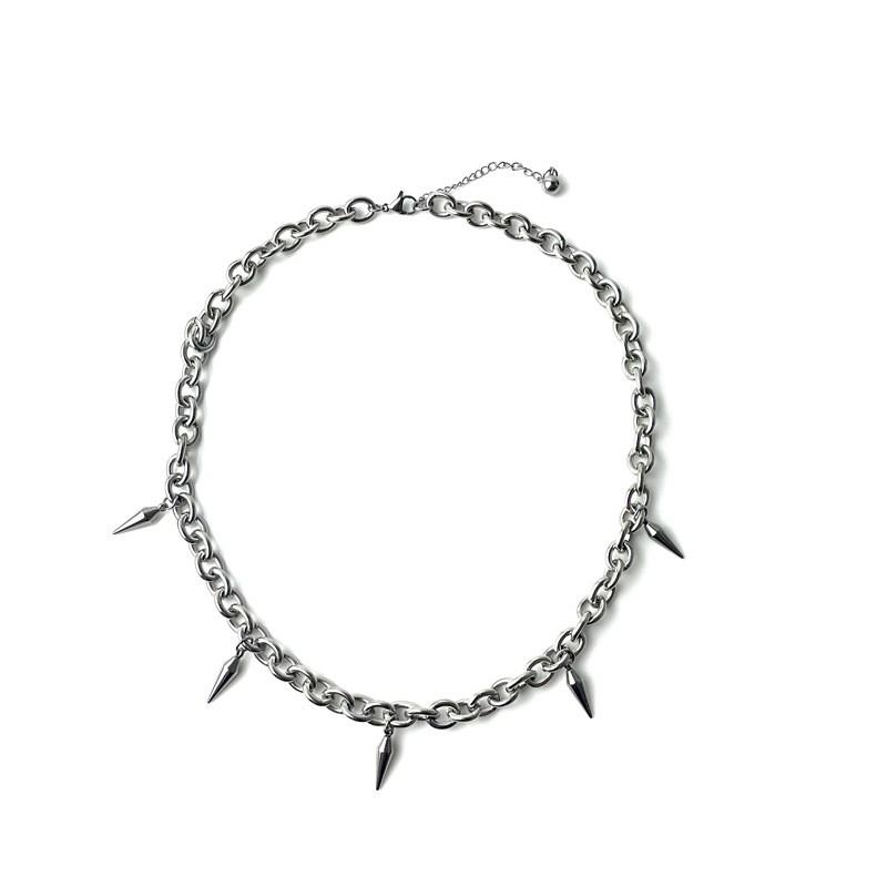 Titanium Steel Tassel Rivet Necklace For Men And Women Punk Style Geometric Design