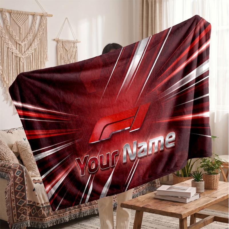 F1 Flannel Blanket, Custom Name Text Personalized Soft Throw Blanket Home Decor Gift