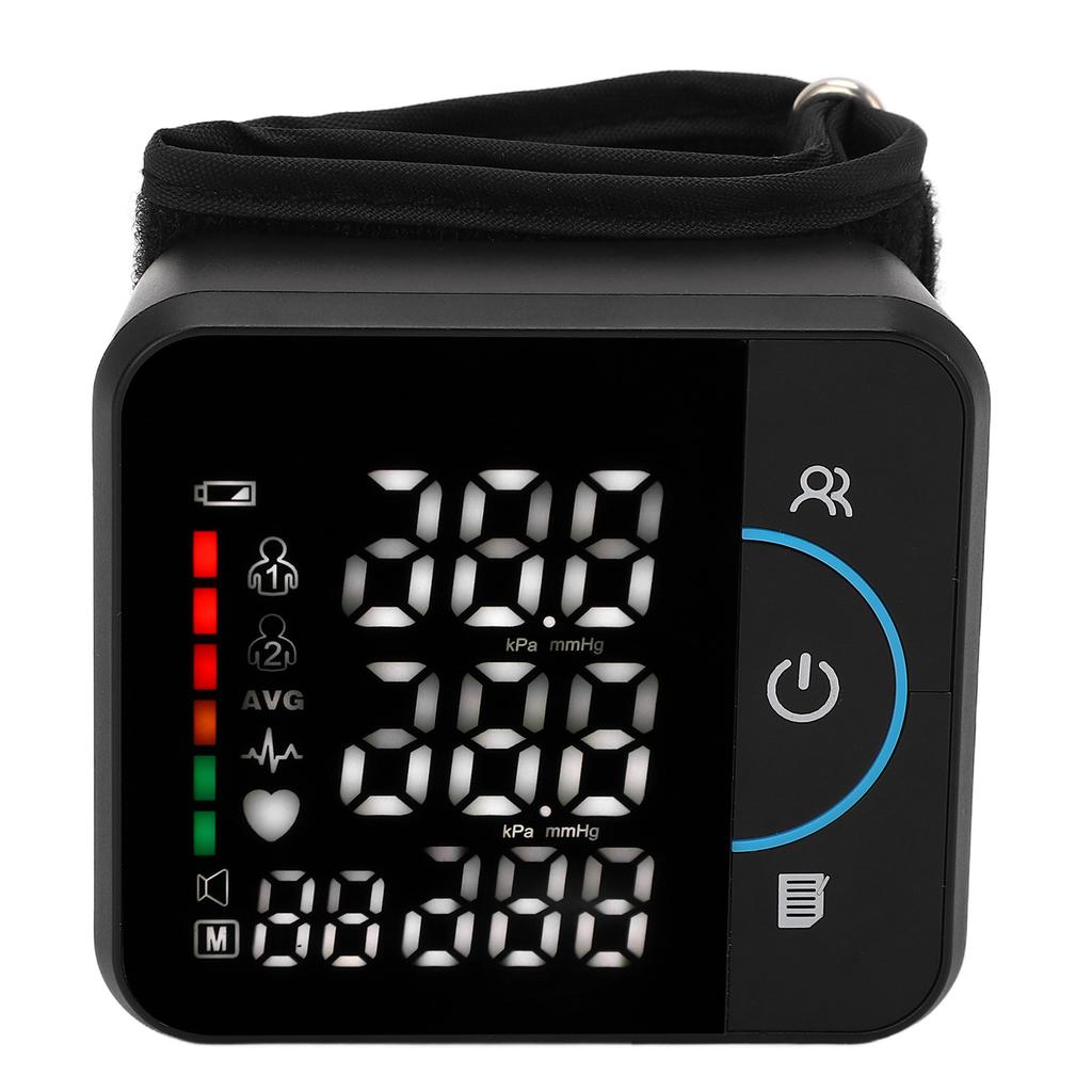 Wrist Blood Pressure Monitor Digital LED Display Rechargeable Automatic BP Monitor Machine with 180 Readings Memory