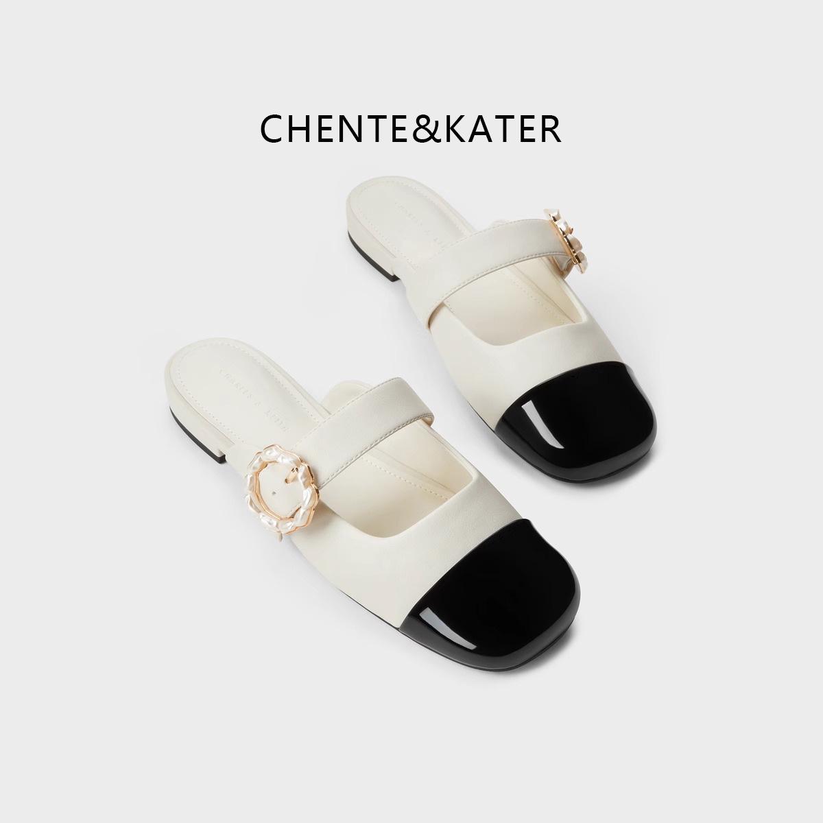 

CHENTE&KATER Spring/Summer Women s Colorblock Closed-Toe One-Strap Fashion Mule Sandals 41 срібний