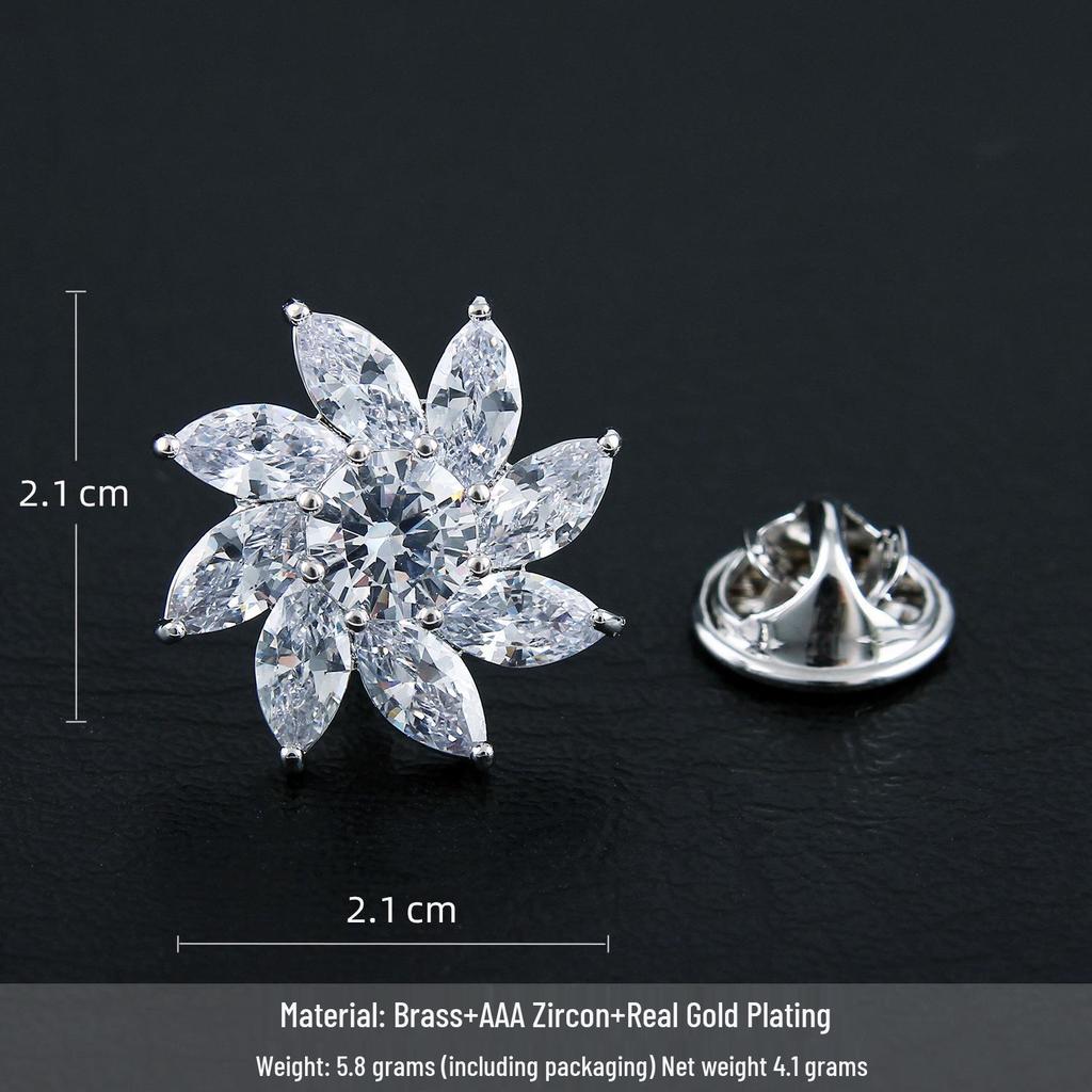 Luxury Zircon-Inlaid Pinwheel Brooch & Anti-Exposure Lapel Pin for Men and Women