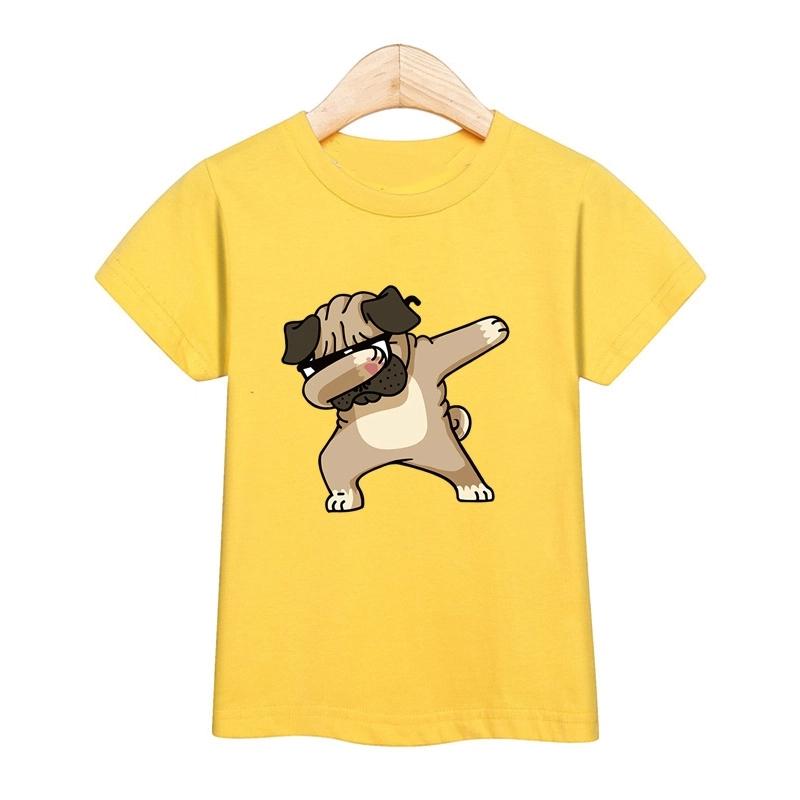 

Children Dab Dog Print T-Shirt Boys Girls Summer Casual Fashion Sportswear Baby Round Neck Short Sleeve Children Top T-shirt 150cm жовтий