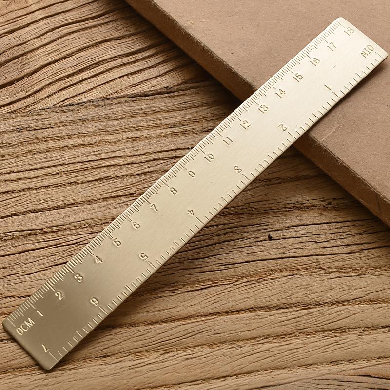 1Pcs Vintage Brass Straight Ruler High Quality Triangle Ruler Protractor For Students Measuring Tool School Stationery Supplies
