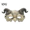 Gehoornde Demon Masker Halloween Ramshoorn Masker, Horror Duivel Halve Gezicht Gotisch Lichtgewicht Maskerade voor Cosplay Kostuumfeest Schuim