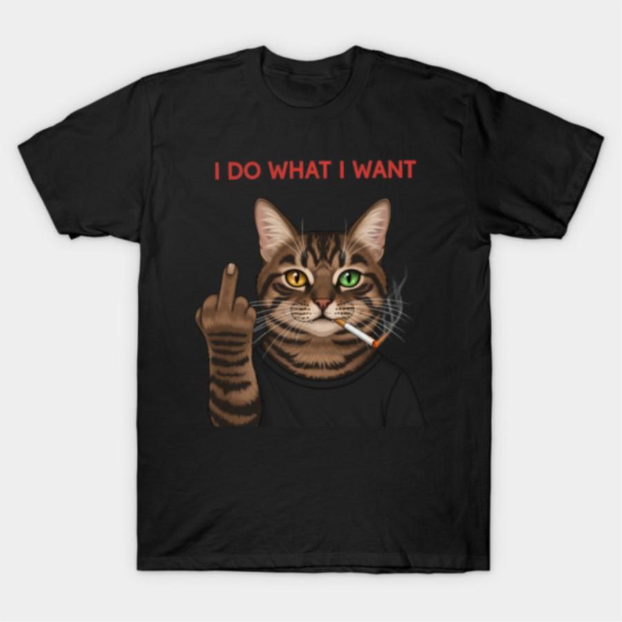 

I Do What I Want Cat Rebellious Feline with Attitude Middle T-shirt For Men Women 100% Cotton T Shirts Short Sleeve Tops 0320... S разноцветный