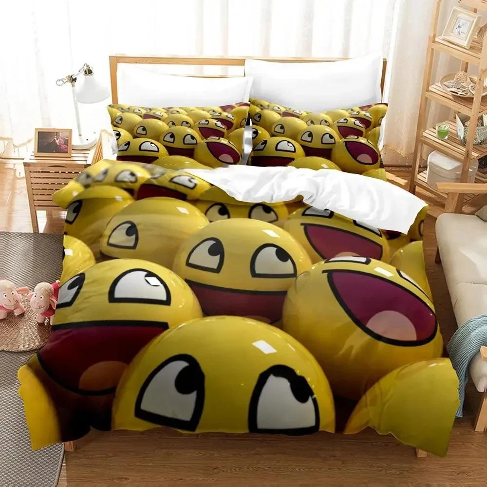 Cartoon Smiley Bettwäsche-Set Bettbezug Bettset Steppdeckenbezug Kissenbezug Steppdecke King Queen Größe Jungen Erwachsene Bettwäsche-Set