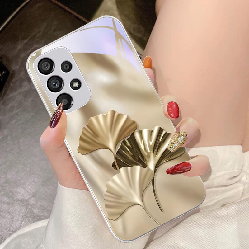 Abstract Ginkgo Leaves For Samsung Galaxy S10 4G S20 11E 30 S21 22 S24 Fe Pro S23 S25 Ultra 5G S9 Tempered Glass Phone Case