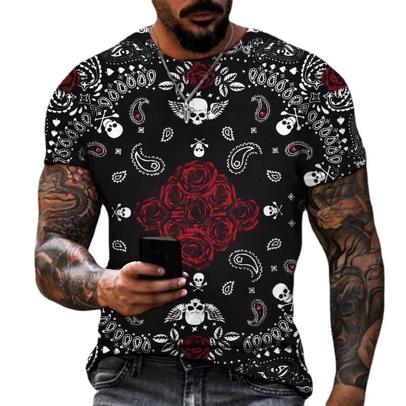 Letní pánské tričko Módní vzor 3D potisk Ležérní volné Venkovní Chlapecké Trička s krátkým rukávem Top Pulovr Oblečení