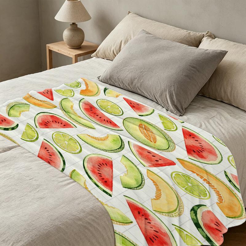 Soft Flannel Fleece Blanket,Fruit Series, Skin-friendly Breathable Lightweight All Seasons, Cozy Throw for Home Office, Halloween & Christmas Gift