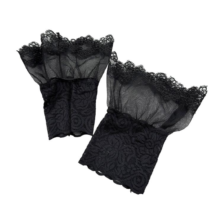 

Женские манжеты на запястьях, съемные кружевные тюлевые рубашки с рюшами, зима-осень, рубашки, свитер, элегантная вышивка с цветком чёрный