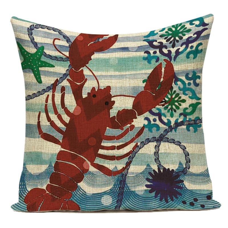 Fashion Nordic Style Marine Biology Conch Crab Octopus Cushion Cover Sea Whale Home Pillow Case Custom Pillows Covers