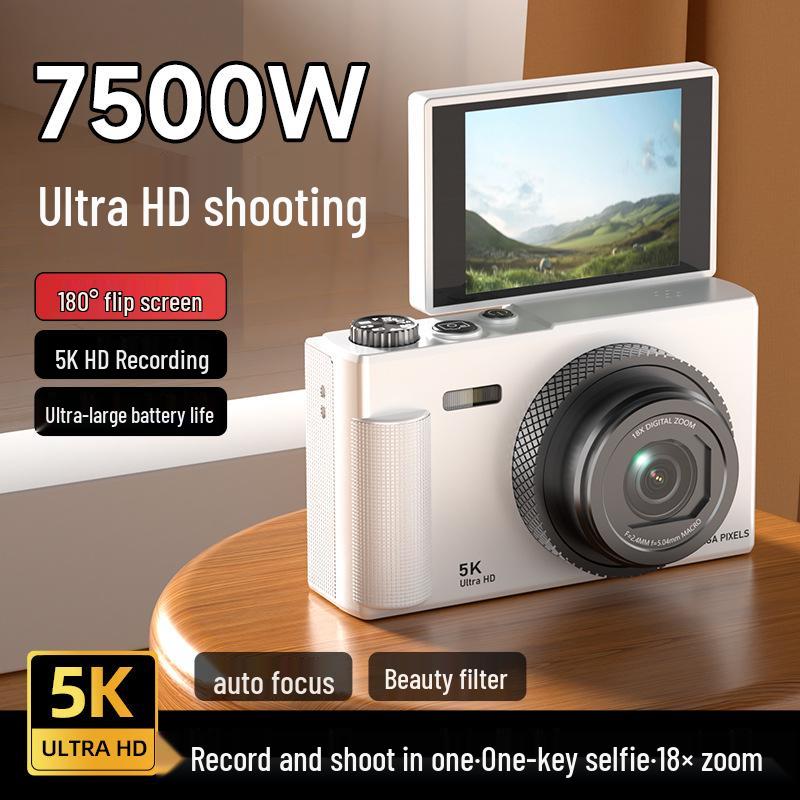 5K Mirrorless Camera with Flip Screen for High-Definition Retro Photography - CCD Digital Camera for Students and Professionals