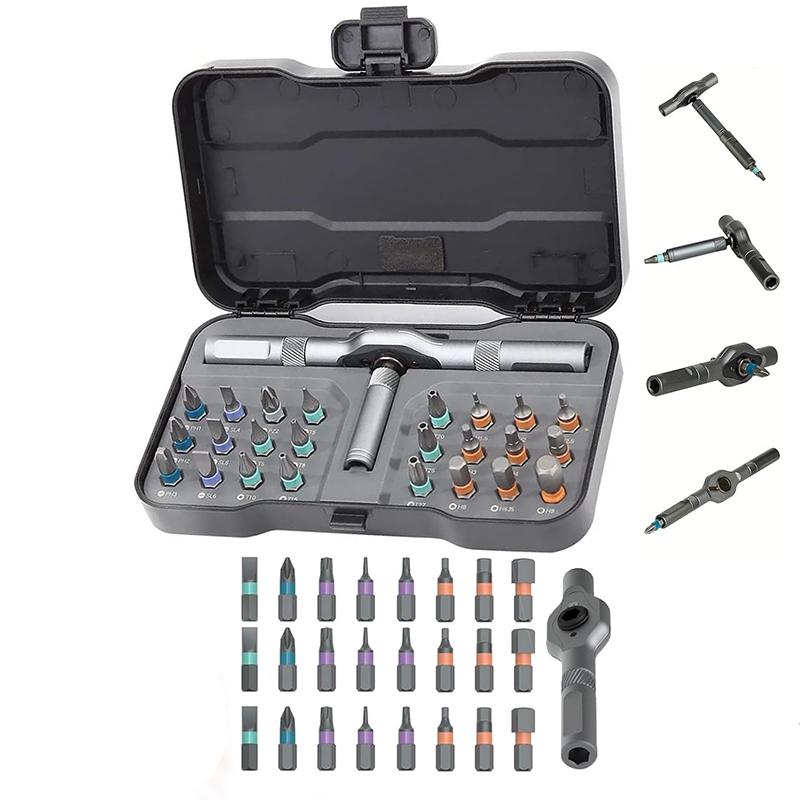 Ratchet 24 in 1 Screwdriver Set Tool Kit Multi-purpose DIY Repair Tool Set with Storage Box for Electronics Auto Repairs