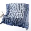 2024 Autumn/Winter New Cotton And Hemp Scarf Women'S Literary And Elegant Ethnic Style Retro Blue And White Porcelain Tassel Long Shawl