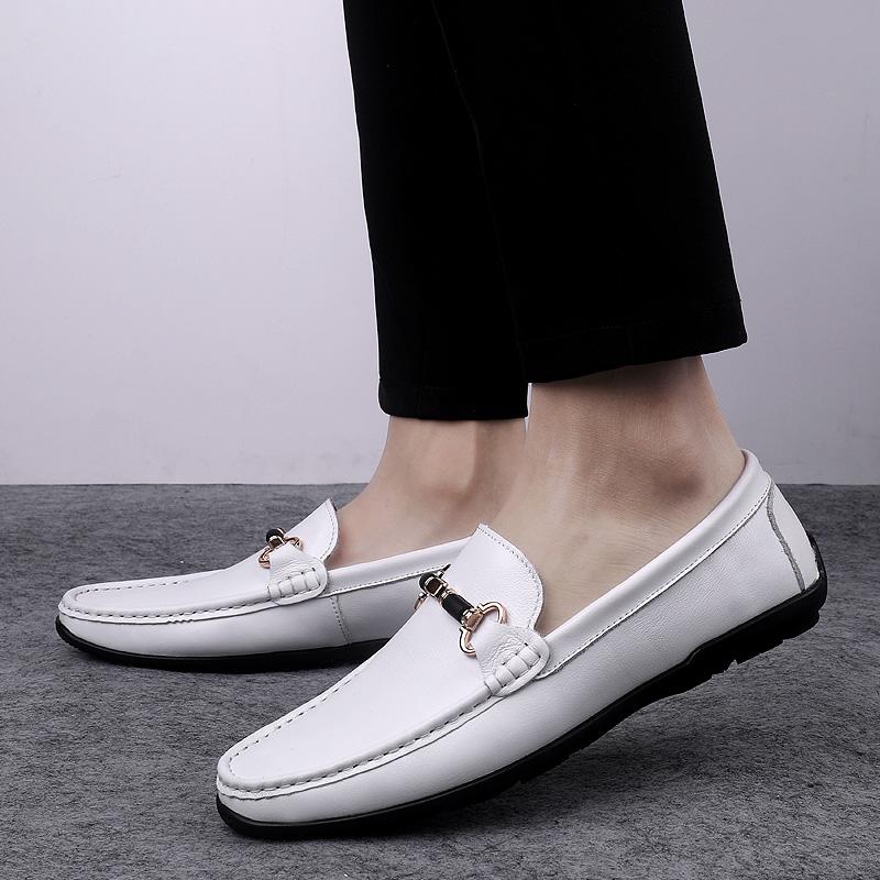 Fashion Men Casual Shoes Breathable Genuine Leather Loafers Business Office Shoes For Men Driving Moccasins Comfortable Slip On Shoes