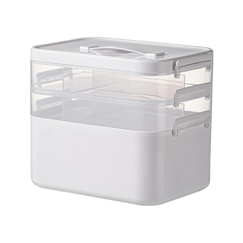 Multilayer Medicines Organizers Box With Clear Lid Large Capacity Portable Storage For Household Emergency Use