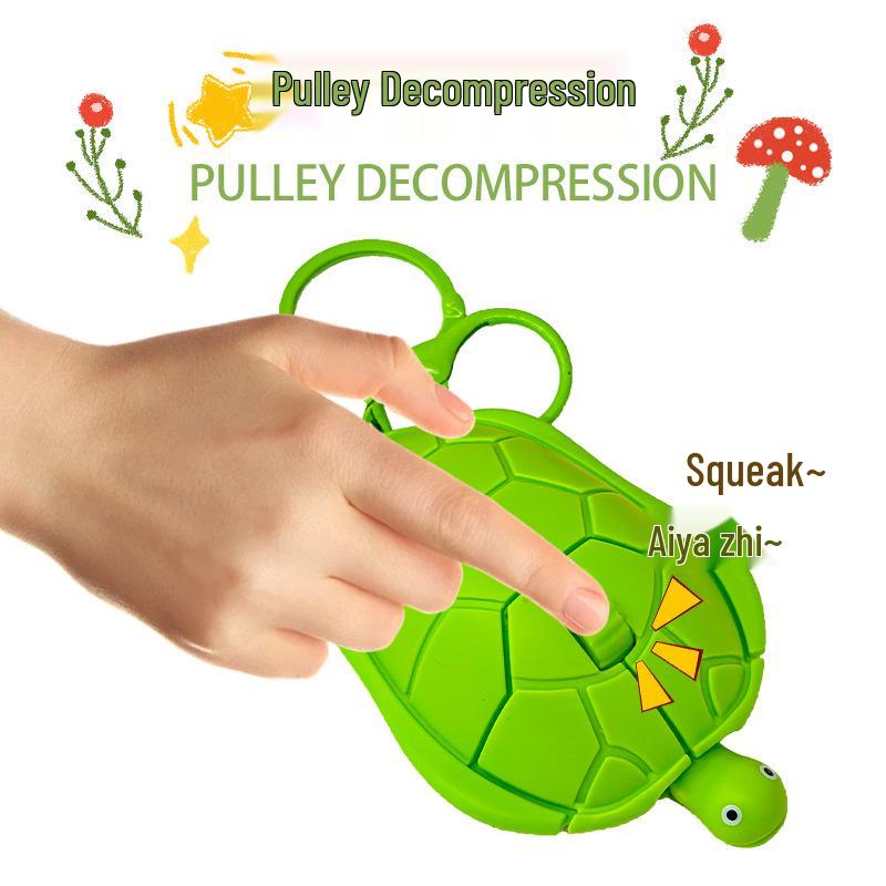 Talking Turtle Button-Press Decompression Keychain Toy for Kids