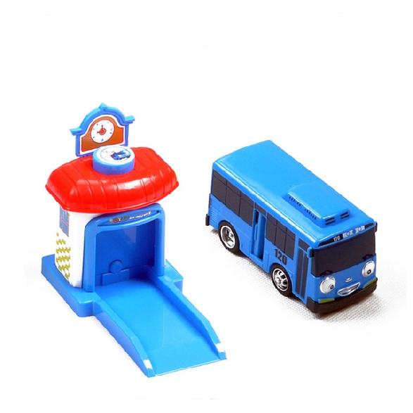 Tayo Маленький Автобус Мультфильм Милая Катапульта Раздвижная Дверь Может Открываться Автостоянка Катапульта Игрушка Аниме Модель Детский Пазл Подарок Детский Автомобиль 1PCS Blue