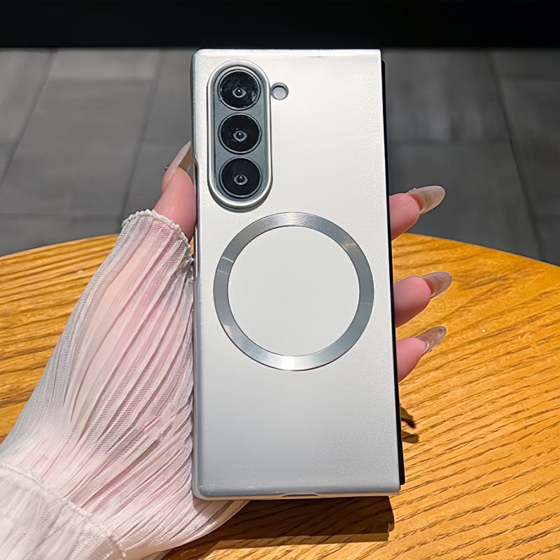 Ultra Thin Metal Paint Plating Magnetic Frosting Case For Samsung Z Fold 7 6 5 4 3 Slim Matte For Magsafe Wireless Charge Cover